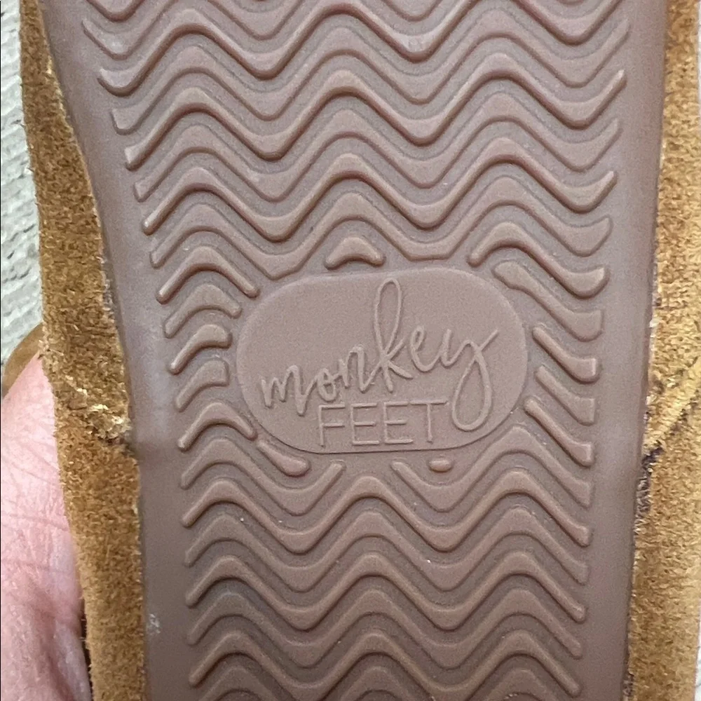 Monkey Feet Tan Suede Baby Shoes- size 18-24m